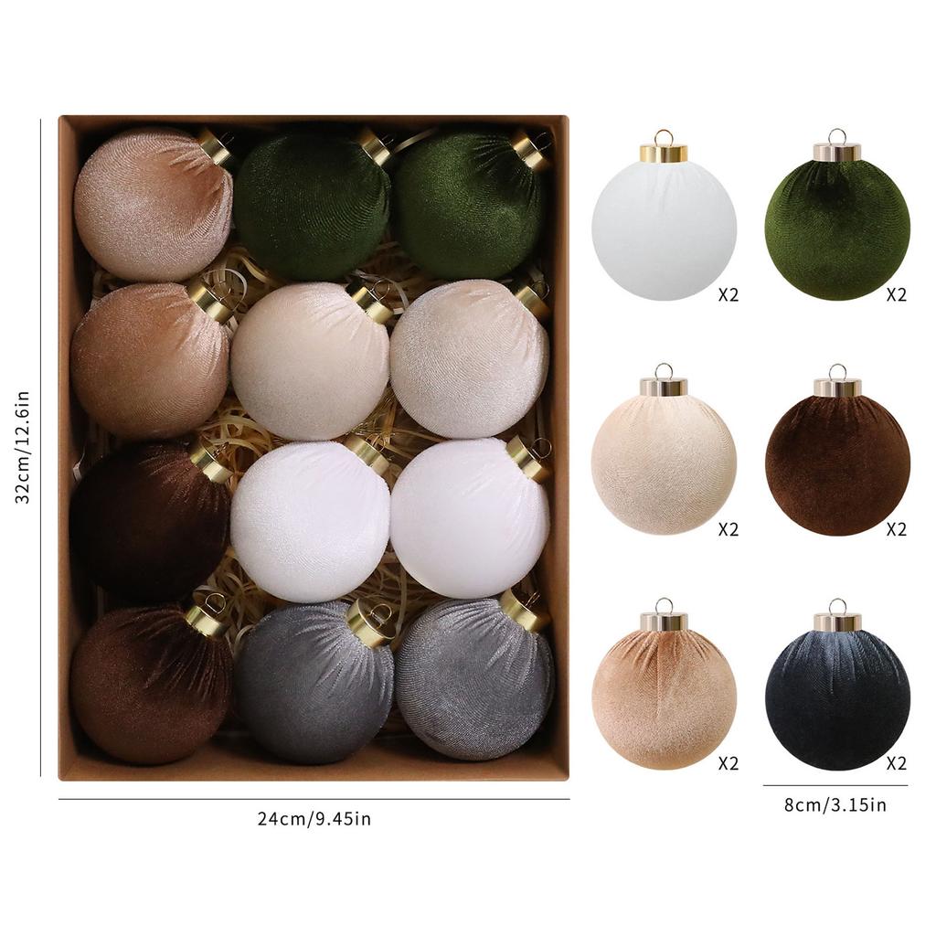 8cm*8cm Christmas Velvet Christmas Balls, Christmas Tree Decorations, Window Displays