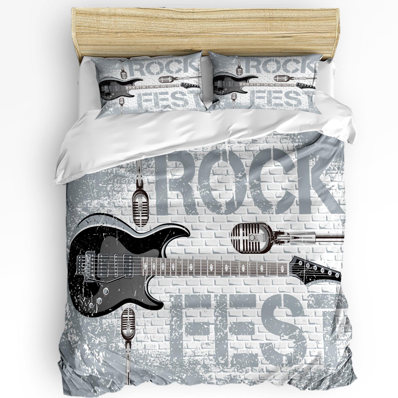 

Guitar Bedding Set For Bedroom Bed Home Musical Instruments Set Pattern With Various Acous Duvet Cover Quilt Cover Pillowcase EU single(135x200cm)