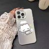 Cartoon Cat Silver Apple Phone Case, Matte, Anti-Fingerprint, Non-Yellowing, Soft Edges, Hard Shell