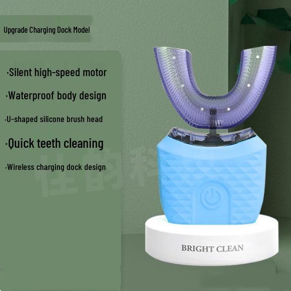 Automatische, waschbare U-förmige elektrische Zahnbürste mit weichen Silikonborsten und Lade-Timer