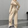 Women's Cropped Hoodie And Wide Leg Pants Two Piece Tracksuit Casual Loungewear Set