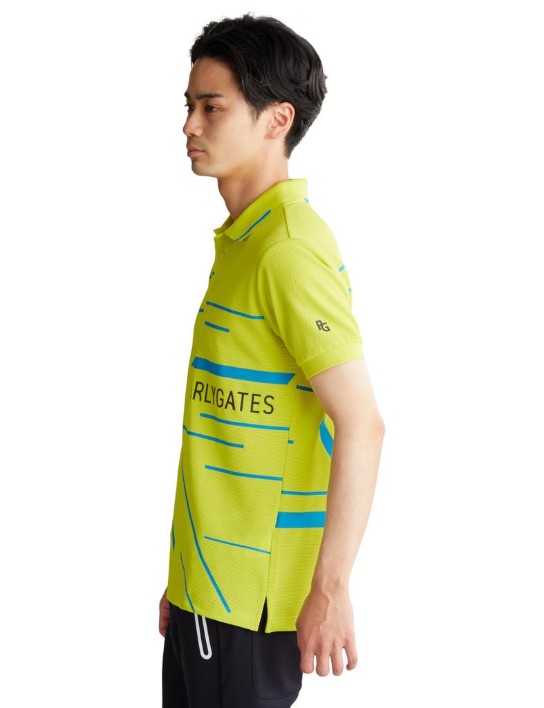 Polo Shirt and Golf 5 [PEARLY GATES] Men's Short-sleeved (multi-logo Pattern, Moisture-wicking Quick-drying) / / 053-4160405 130_Lime [L]