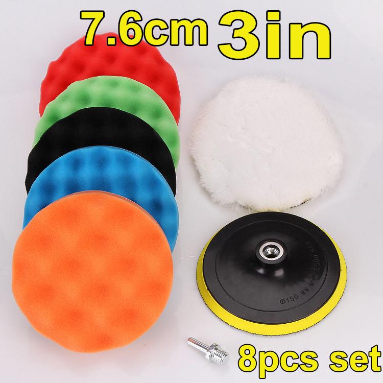 8Pcs Car Polishing Pads Kit 3/4/5/6/7 Inch Foam Sponge Buffer Pad Buffing Disc Set Polisher Polishing Machine Wax Pads 125/150mm