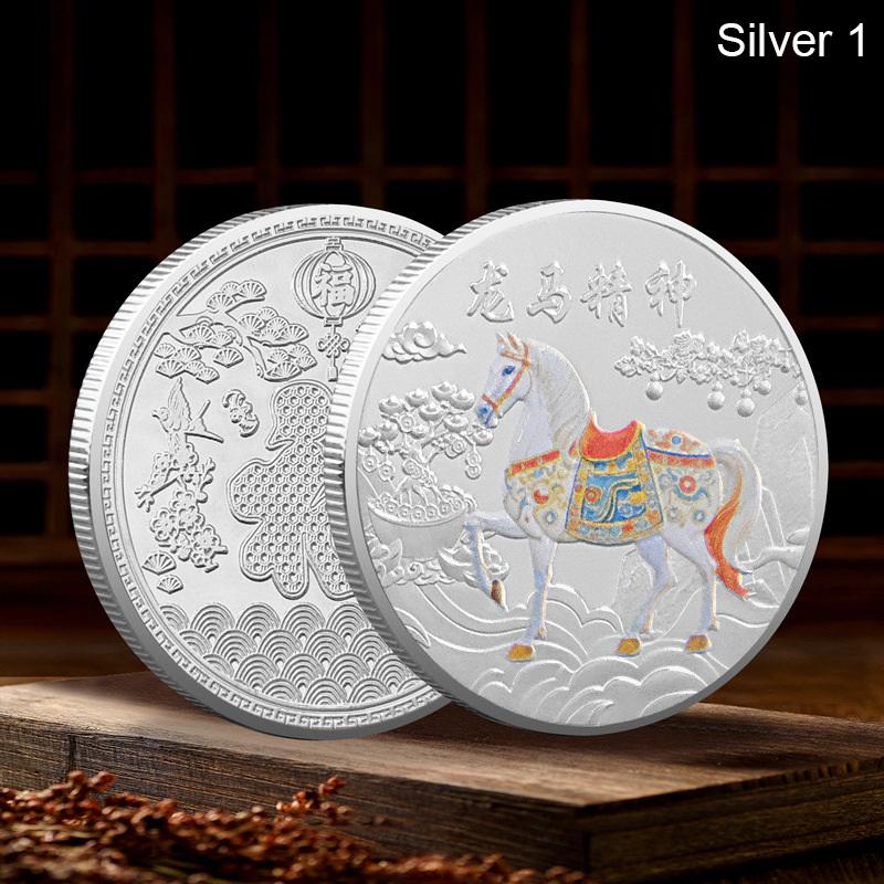2026 New Year 40Mm Chinese Coins Lucky Animal Horse Collectible Coins Metal Collection Coin Souvenir Silver Gold Memory Medals
