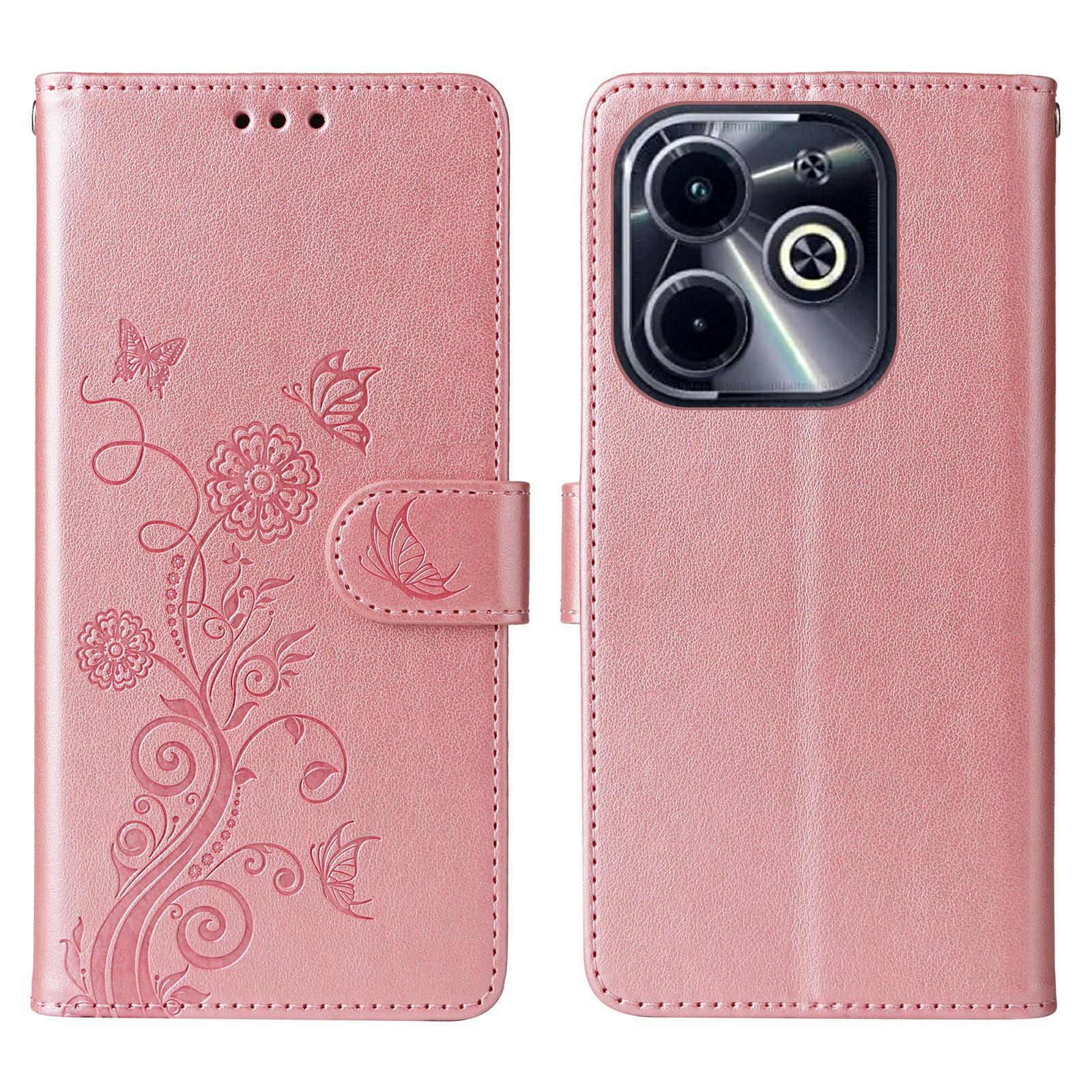 

Leather Case for Infinix Smart 8 Plus/Smart 8 Pro 4G/Smart 8 4G/Hot 40i/TECNO Spark 20/Spark Go 2024 4G Butterfly Floral Cover E