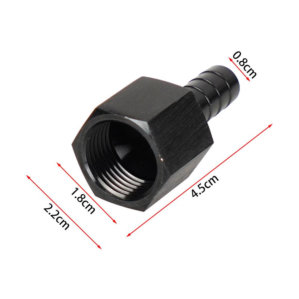 Fuel Line Hose Barb Connector Adapter: AN6/AN8 to 3/8" or 5/16" Rotary Joint with Internal Thread.