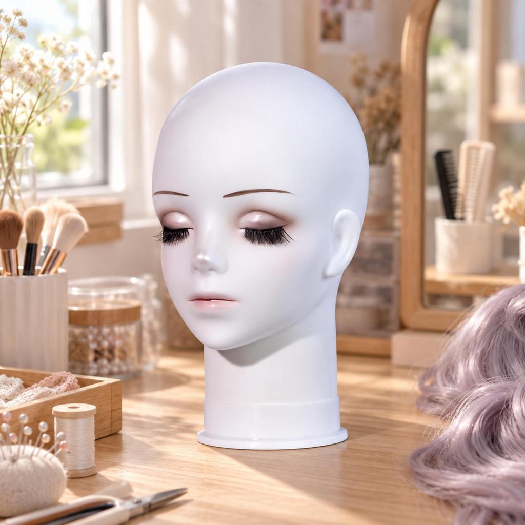 Anime-Style Mannequin Head with Base Lightweight for Classroom, Home Work Area