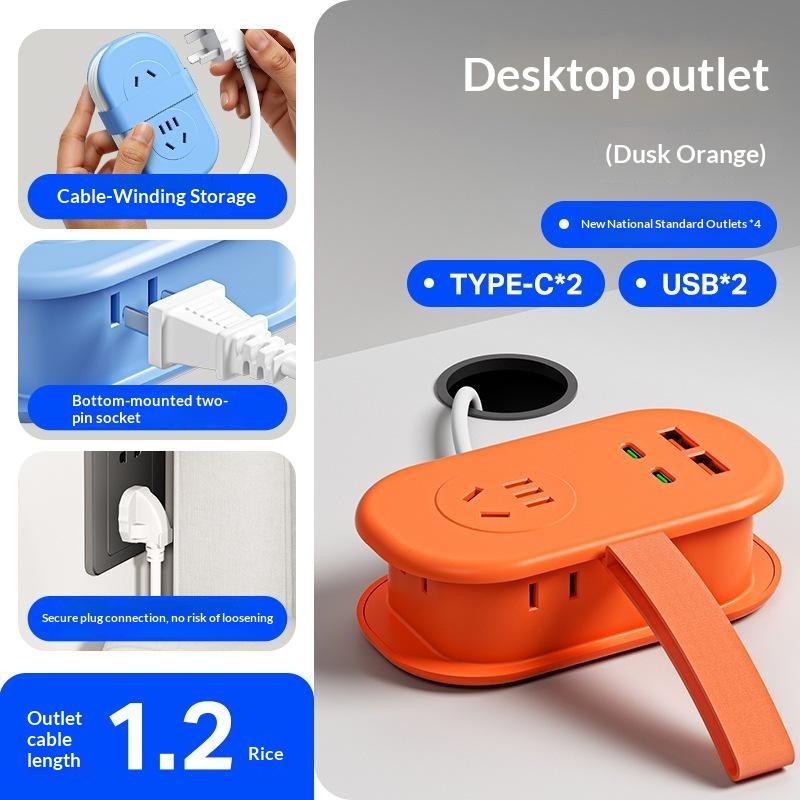 Pocket Power Strip Extension Cord 1Ac 2Usb 2Type C Socket Pure Minimalist Style Pd 15.5W Fast Charging Home Travel