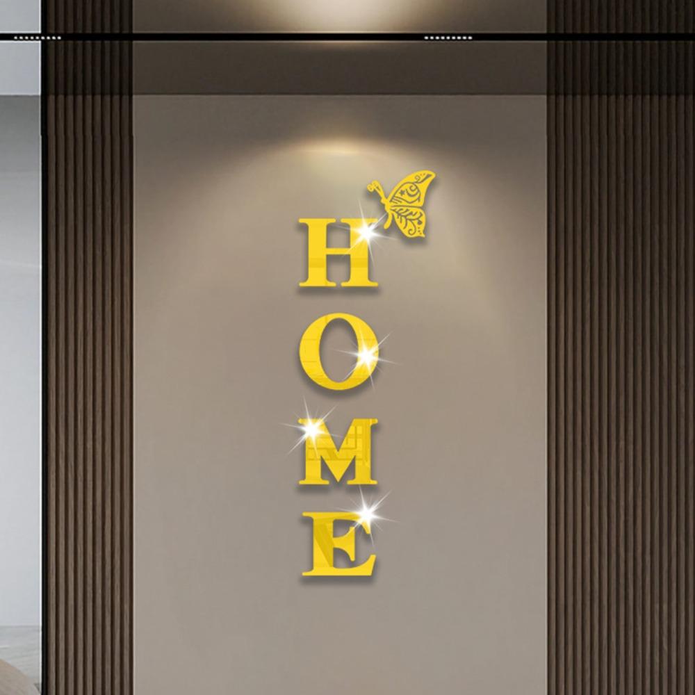 Fashion Home Logo 3D Mirror Wall Sticker Self-adhesive Peel and Stick Entrance Decoration Waterproof Home Decoration Room Decor