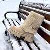 Snow boots women's winter new medium boots popular snow cotton thick-soled piled thickened cotton shoes