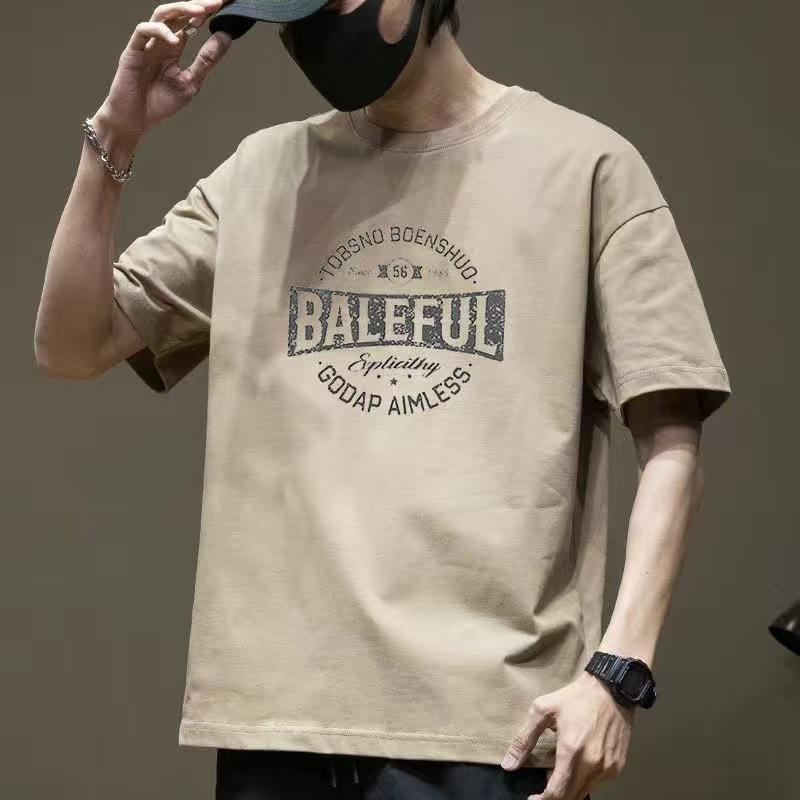 

Футболка с коротким рукавом, мужская летняя футболка с принтом в американском стиле, футболка с коротким рукавом из чистого хлопка, свободная мужская футболка XXXL