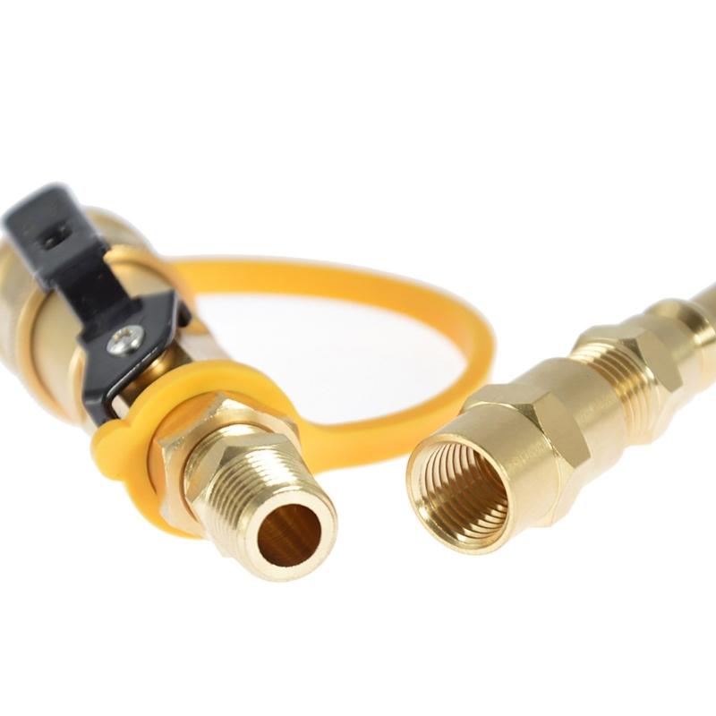 Propane Quick Connect Fittings Adapter with Shutoff Valves BBQ Grill Connector Supplies Metal Propane Connector Tool