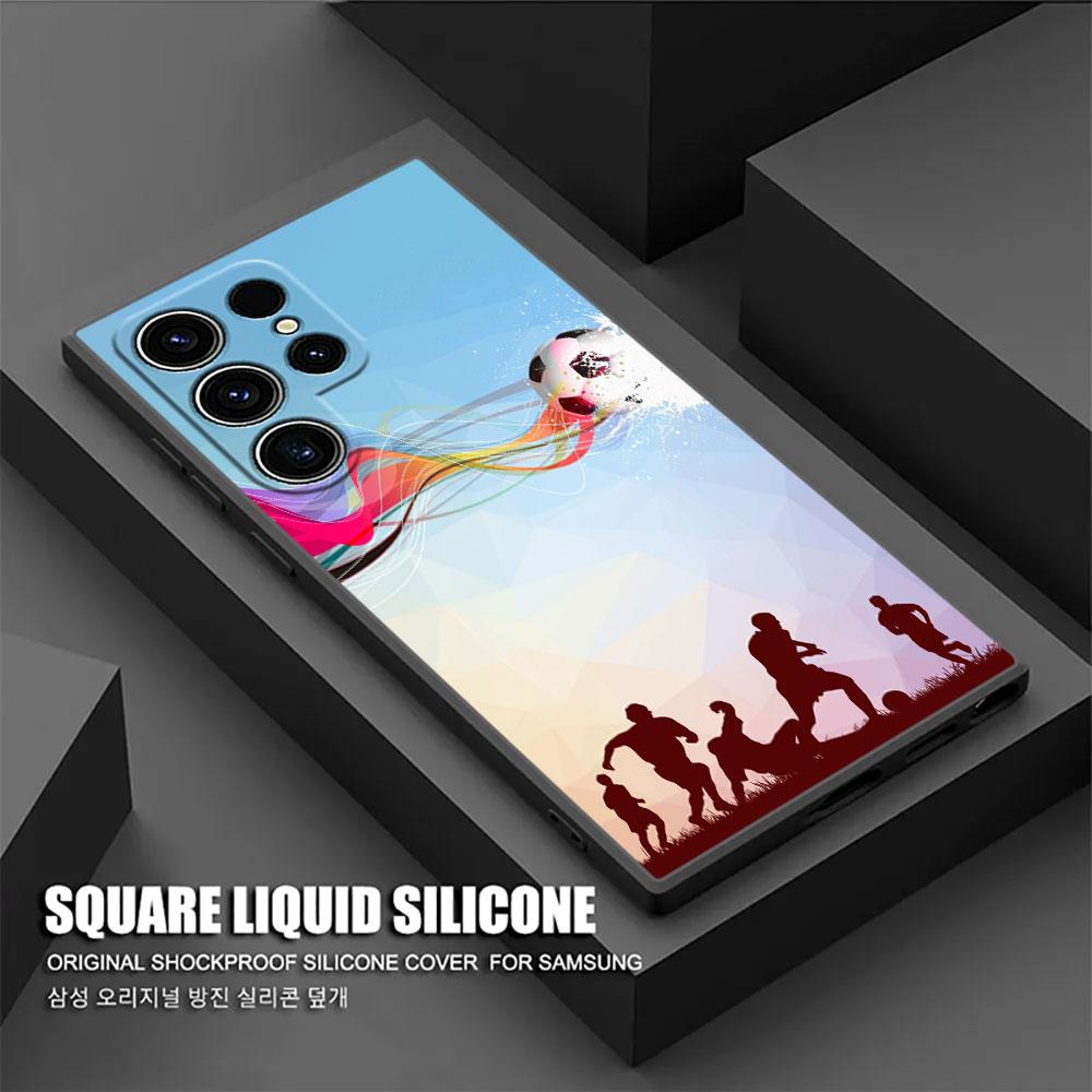 Fire Football Soccer Ball S26Ultra Case For Samsung Galaxy S26 S25 S24 S23 S20 S21 FE S22 Ultra Plus 5G Cases Soft Phone Cover