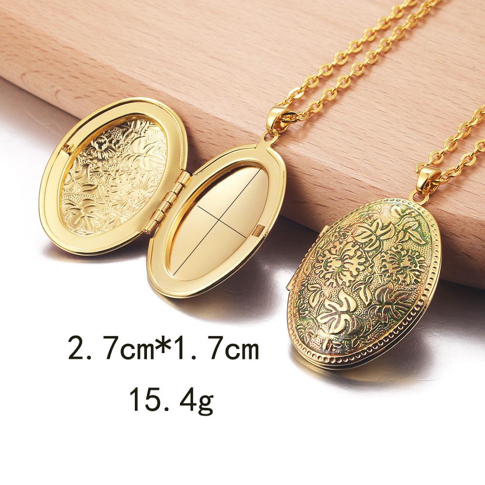 Golden Locket Pendant Mood Necklace Emotion Women Men Lovers Photo Frame Box Choker Necklaces Fashion Love Enamel Jewelry