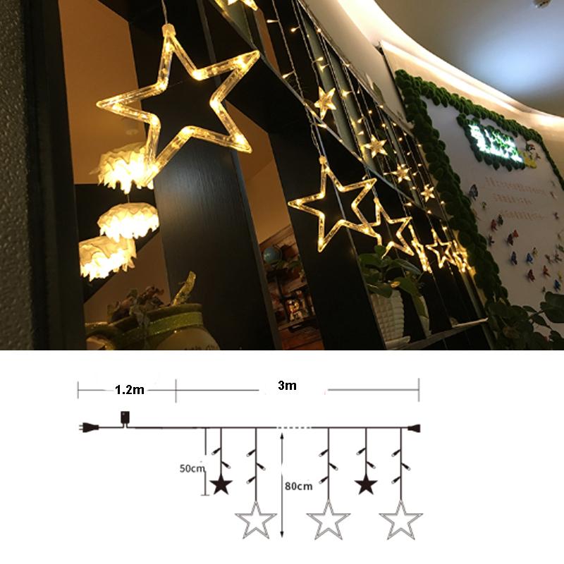 Dize Lamba Renkli Lamba Kolye LED Romantik Yaratıcı Modelleme Perde Işık Pentagram Perde Işık 6 Büyük 6 Küçük