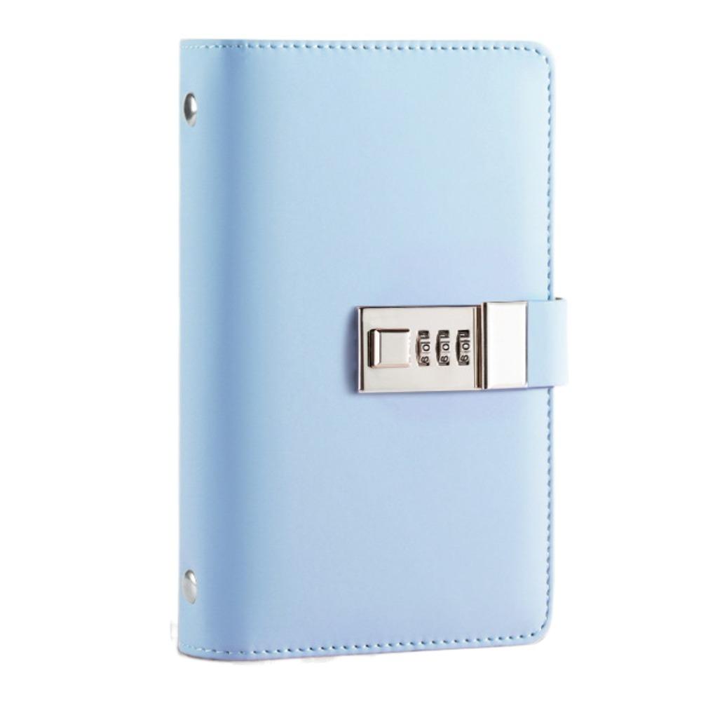 

Однотонный кассовый бюджетный журнал формата А6, кожаный блокнот с кодовым замком для сбережений, блокнот для денег, канцелярские товары светло-синий