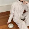 Turtleneck Button-down Cardigan Pajamas Women's Autumn and Winter Long-sleeved Stand-up Collar Loungewear Lyocell Can Be Worn Outside a Two-piece Set