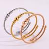 Simple design steel wire opening , fashionable, European and American versatile, send girlfriends round beads, do not fade titanium steel 