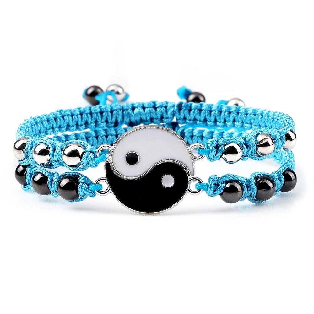 Yin Yang Tai Chi Couple Bracelet Set: Handwoven Chinese Style Beaded Bracelets for Women