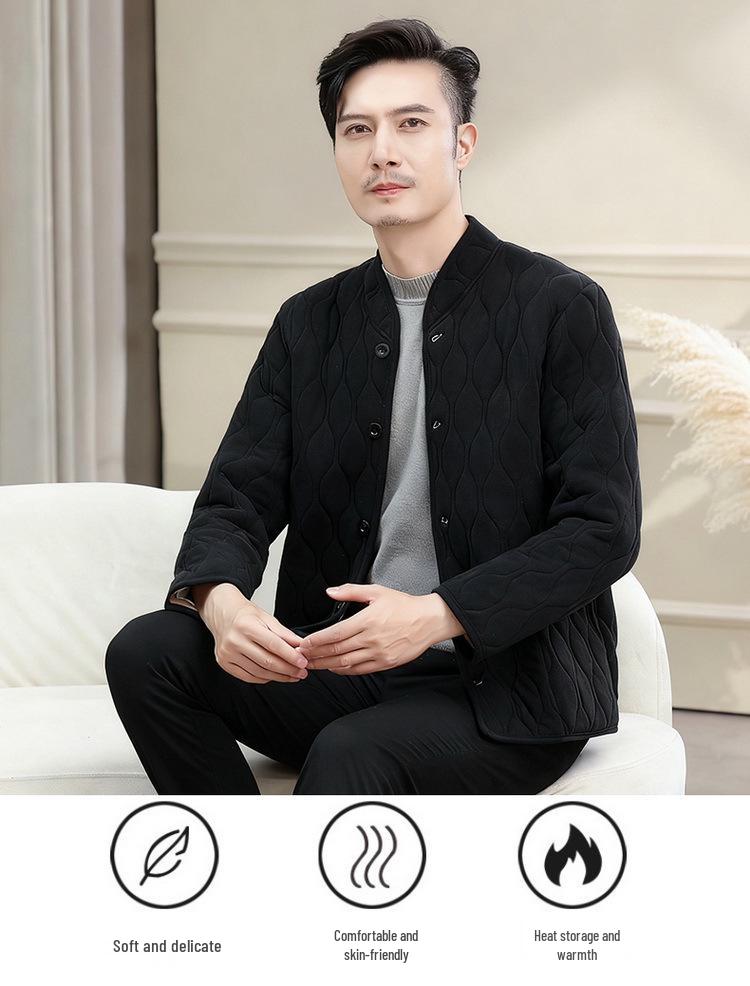 Men's Winter Cotton-Padded Jacket for Dad & Grandpa - Warm, Velvet-Lined Outerwear for Seniors