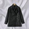 Unisex Double Collar PU Leather Biker Jacket Oversized Streetwear Outerwear Winter
