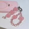 Sweet and high-value pink sugar love beads, girlish sense, mobile phone chain, bag pendant, keychain for girls