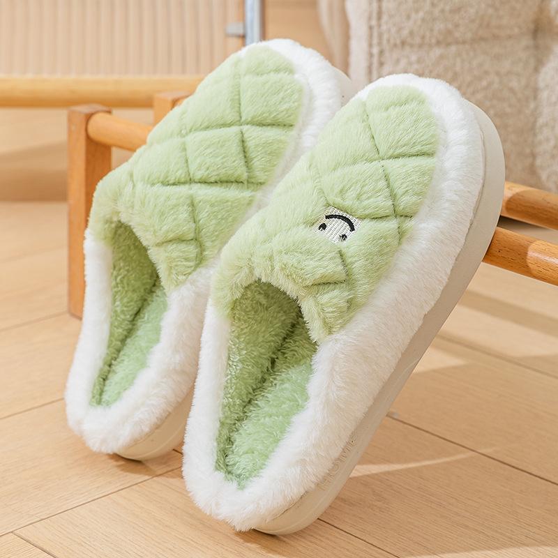 Baotou cotton slippers women's warm cotton shoes 2025 winter new home fleece non-slip cotton drag couple hair slippers