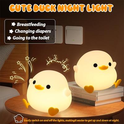 Duck Night Light for Children, Dimmable Touch Control, Portable and Rechargeable, Birthday Christmas Gifts