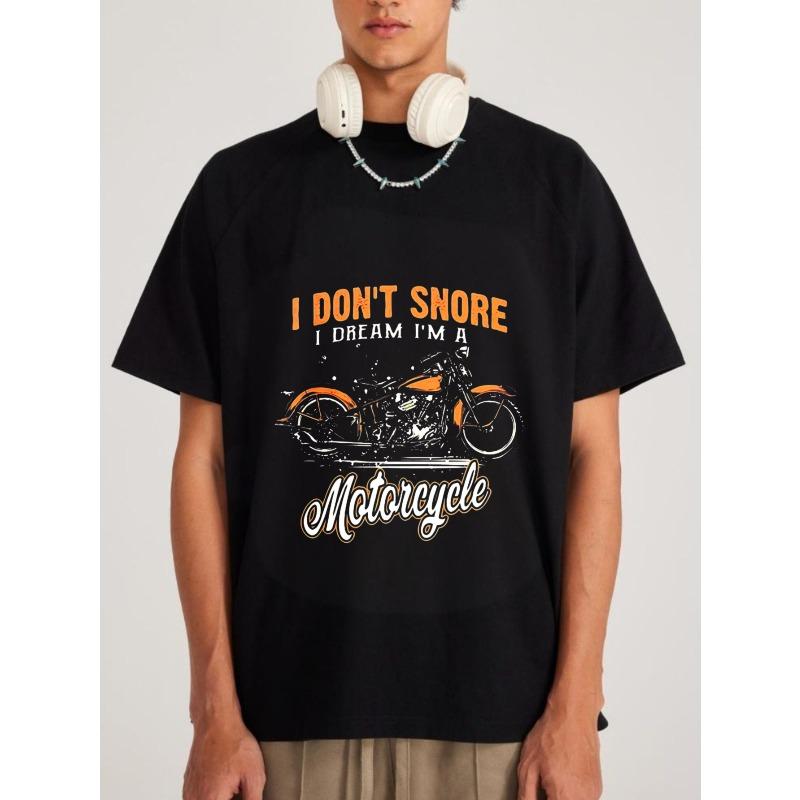 

White T Shirt with I Dont Snore I Dream Im A Motorcycle Print for Casual Wear S чёрный