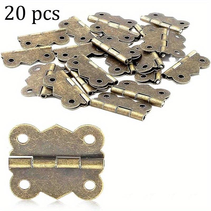 20 szt. Mini zawiasów do drzwi w stylu vintage w kolorze złotym, srebrnym i brązowym, zawiasy do dekoracji szafek, szuflad i szkatułek na biżuterię