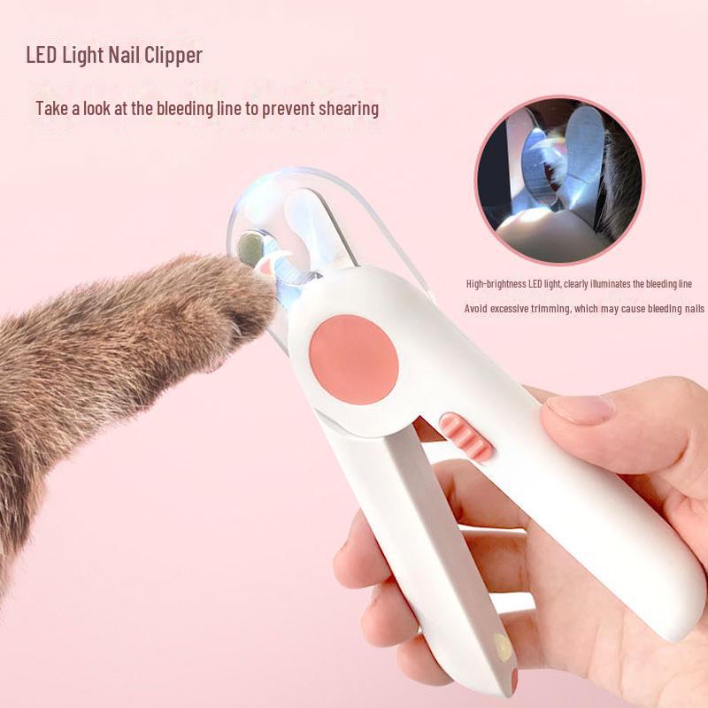 LED Pet Nail Clippers with Anti-Blood Positioning - Includes Manicure Supplies for Cats and Dogs