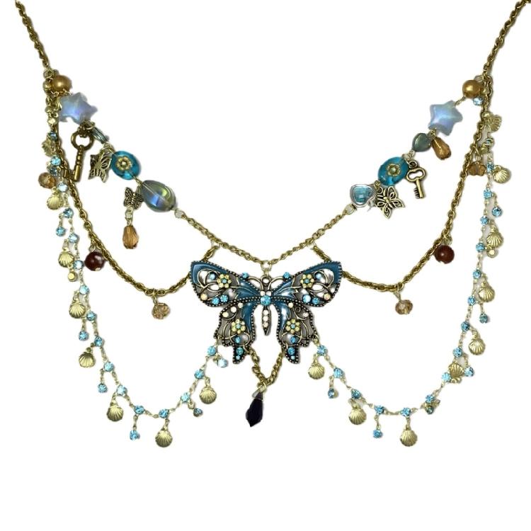 Delicate Butterfly Rhinestones Waist Accessory Metallic Chain Body Jewelry For Fashionable Layering Outfit Styling 1