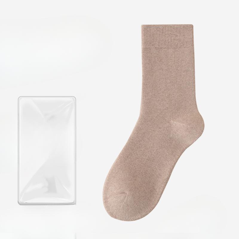 Female Spring and Autumn New Pure Color All Build Deodorant Hair Circle Household Floor In The Tube Cotton Socks