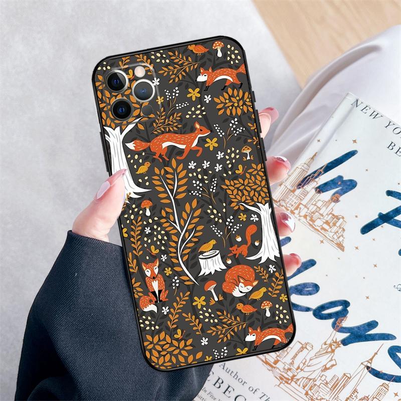 Herbstlaub Fallender Fuchs Handyhülle Für iPhone 14 15 16 Pro Max 12 13 Mini 11 Pro Max XR 15 16 Plus 16e Hülle Coque
