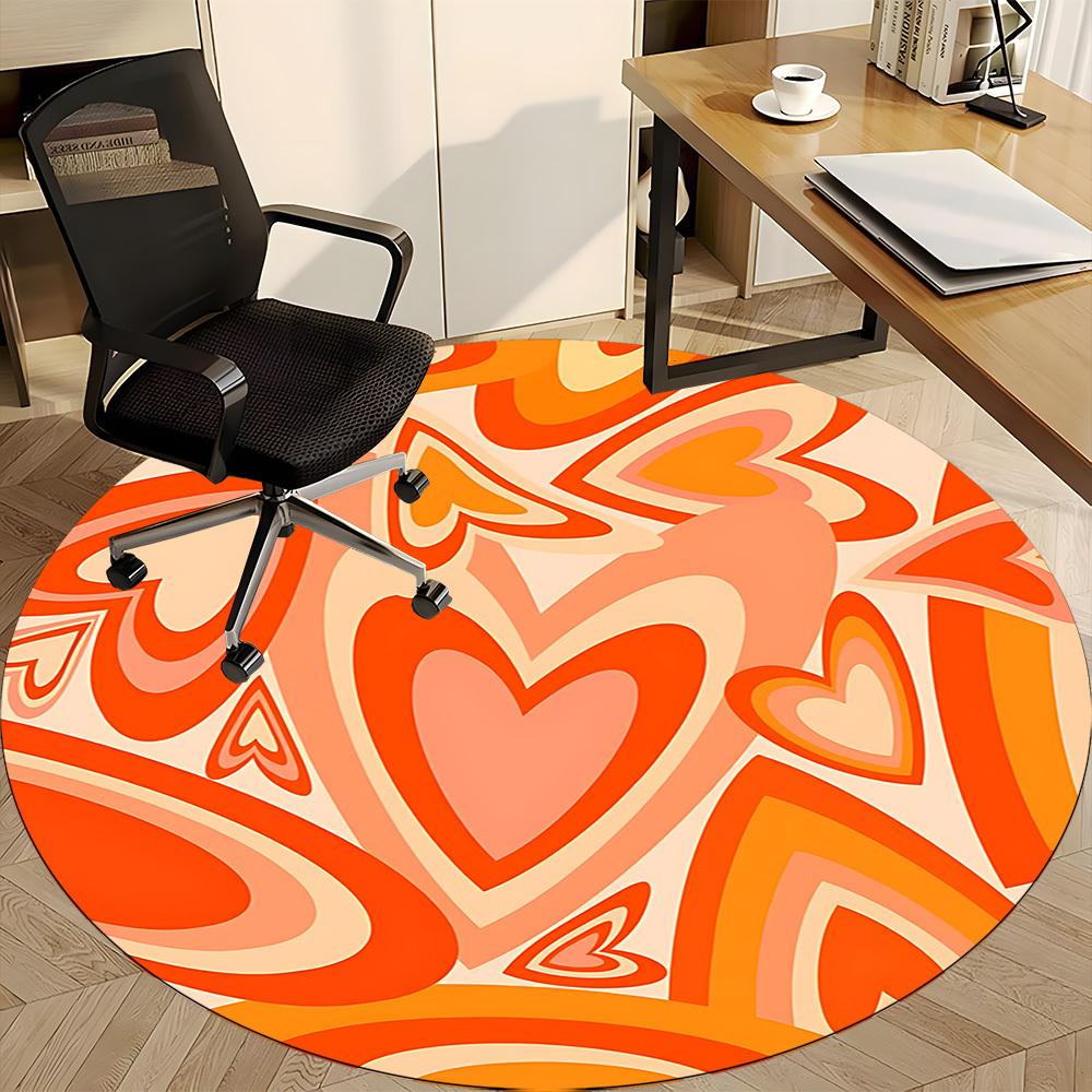 1pc Heart Love Office Round Area Rug, Indoor Mat Suitable For Office, Under Office Chairs Bedroom Living Room Home Decor, Room Deco 178