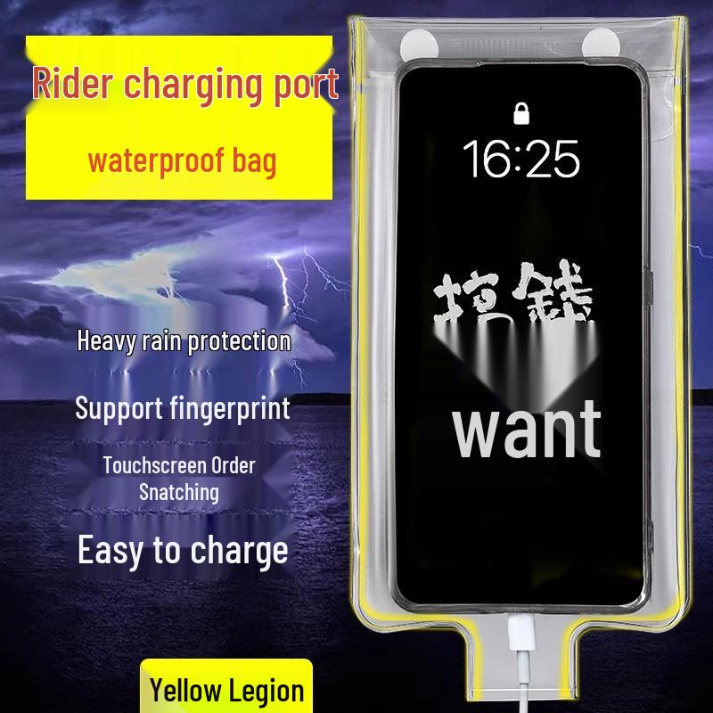 

Universal Waterproof Phone Bag with Rechargeable Card Holder, Stand, Touch Screen Access, and Rainproof Protection for Riders 1-Pack: HD+Touch+Charging