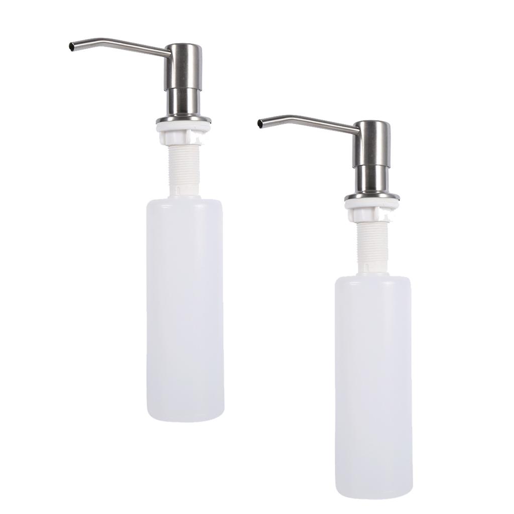 2 Sets Soap Dispenser for Kitchen Sink 304 Stainless Steel Built in Soap Dispenser Countertop Pump Head with 300ML