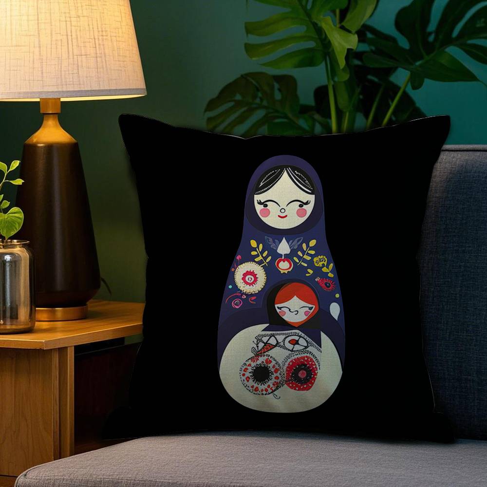 

Matryoshka Doll Russia Art Pillow Case Plush Fabric Soft Double Sided Print Home Sofa High Quality Cushion Cover Throw 12x12Inch