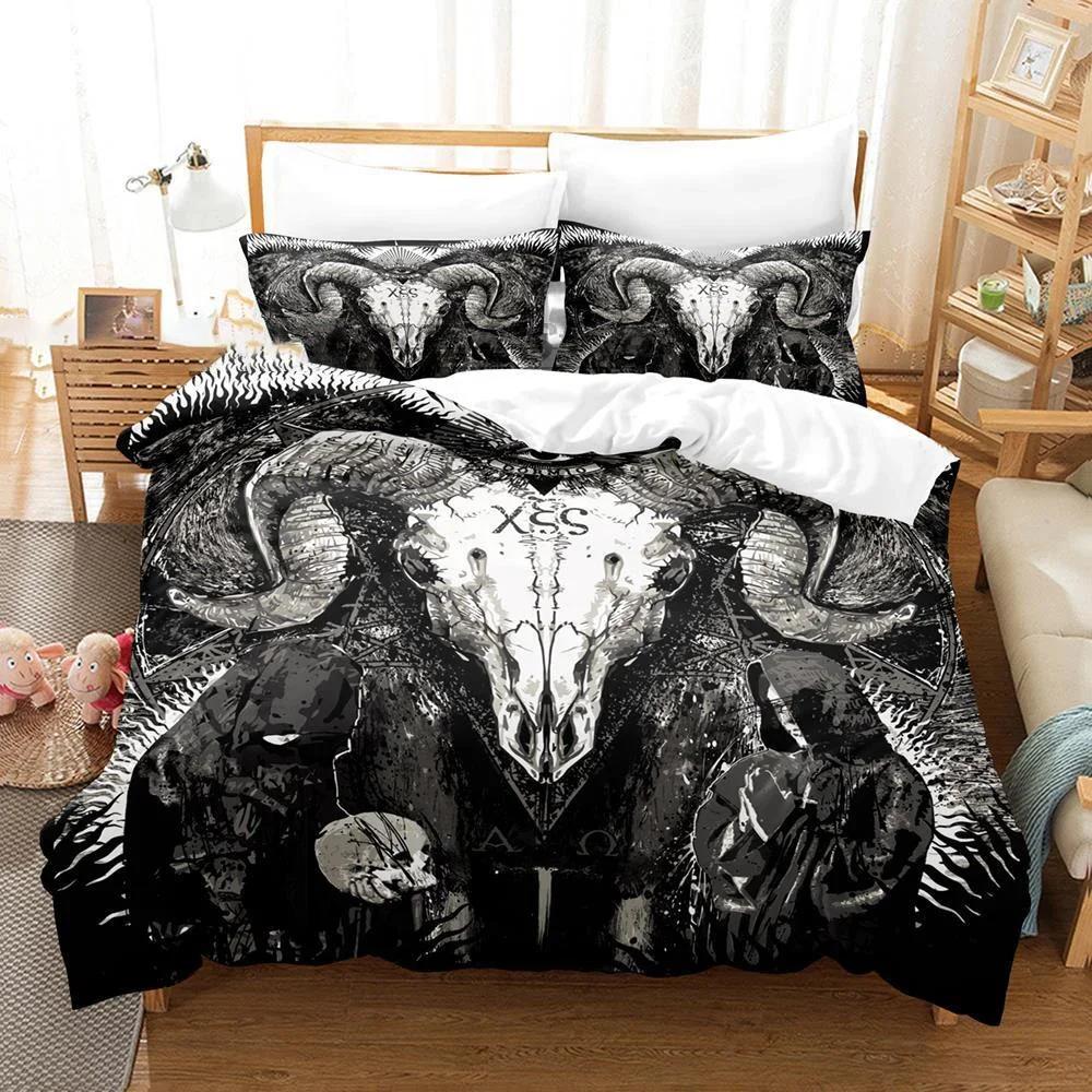 3D Printed Dark Satanic Bedding Set Single Twin Double Queen King Cal King Size Bed Linen Set