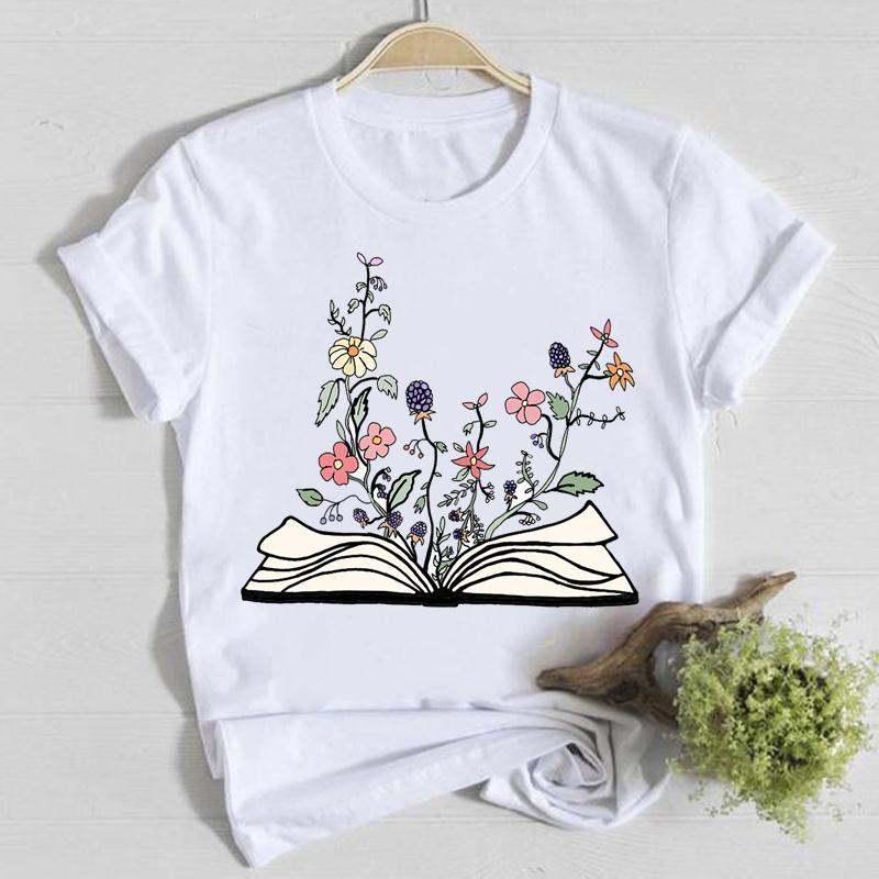Blume Frühling Rundhals T-Shirt Top Shirt Damen Kleidung Mode T-Shirt Sommer Damen T Kurzarm Lässig Grafik T-Shirts