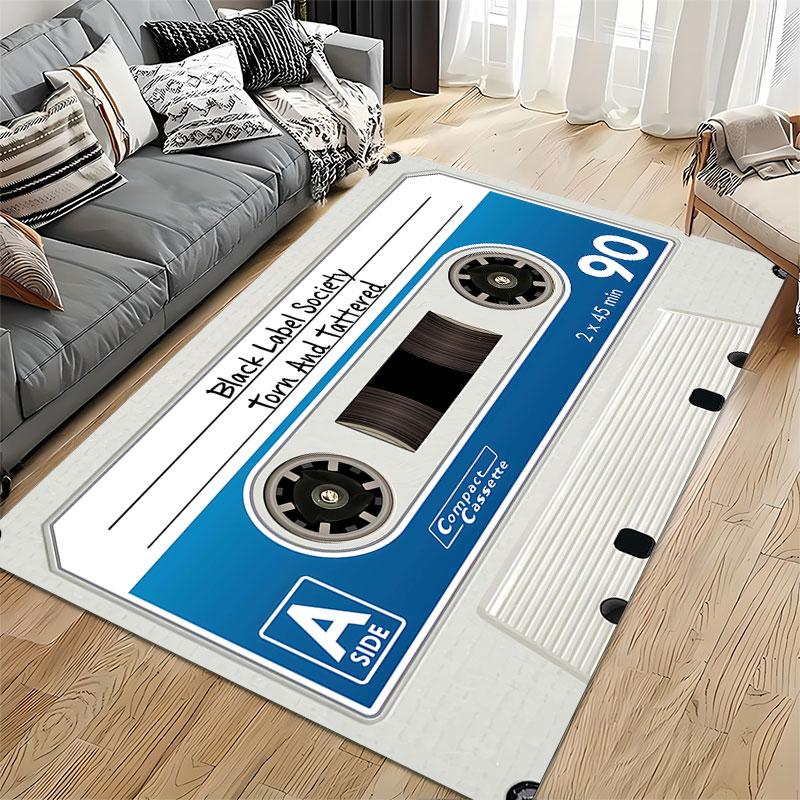 Retro Cassette Tape Design Carpet suitable as a non-slip mat for the living room or bedroom sofa