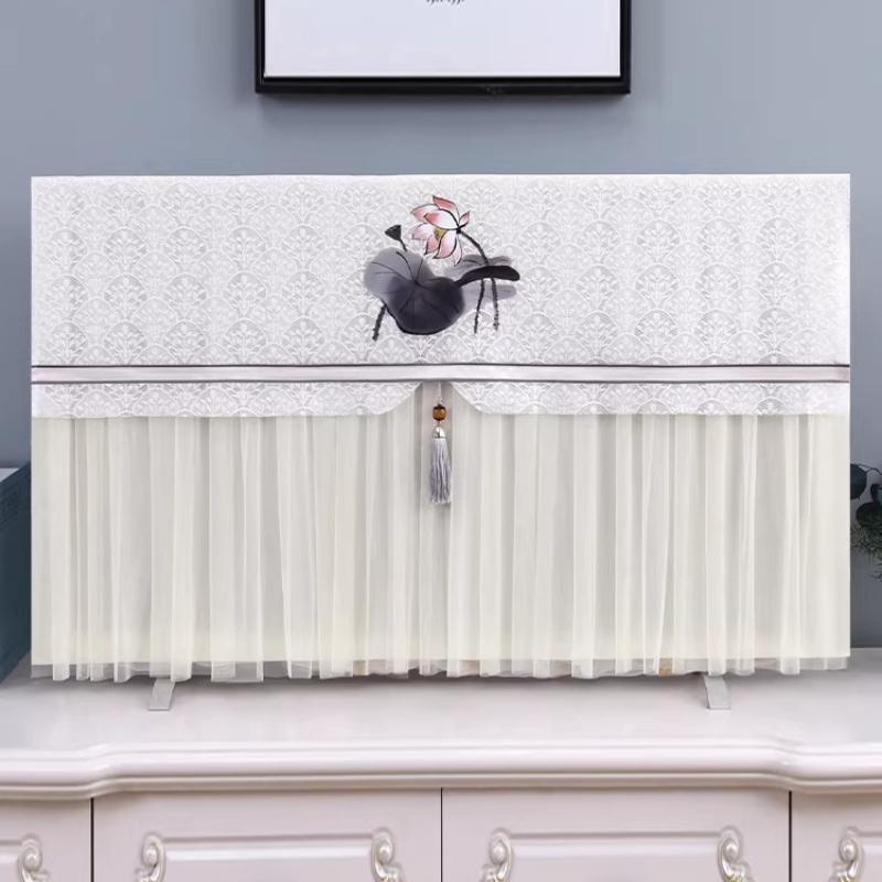 Desktop TV Dust Cover Hanging LCD Screen Lace Cover Curved Screen Universal Cover Cloth with Pendant Don't Need To Take It Off When You Turn It On