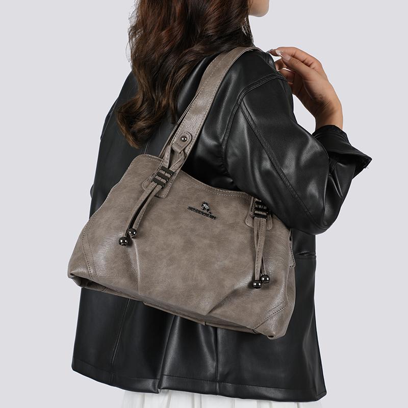 Women's Soft Leather Bag Solid Color Tote Bag Mother Bag Crossbody Bag