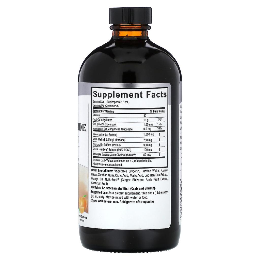 Nature's Answer Liquid Glucosamine Chondroitin, Orange, 16 Fl Oz (480 Ml)