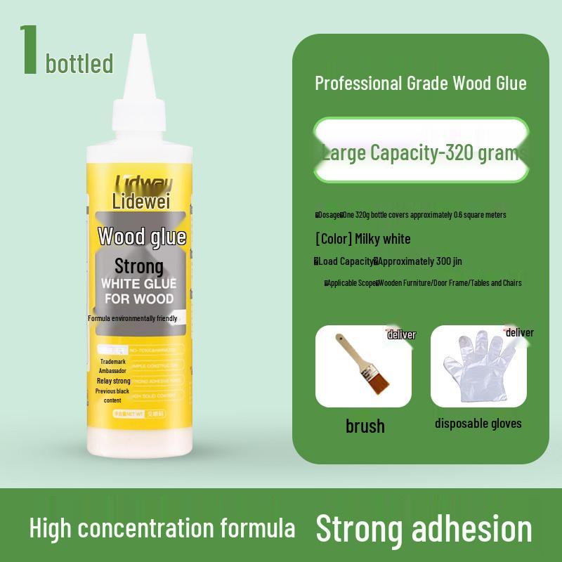 Woodworking Adhesive: White Latex Glue for Solid Wood Furniture, Table and Chair Repair, and Floor Cracks.