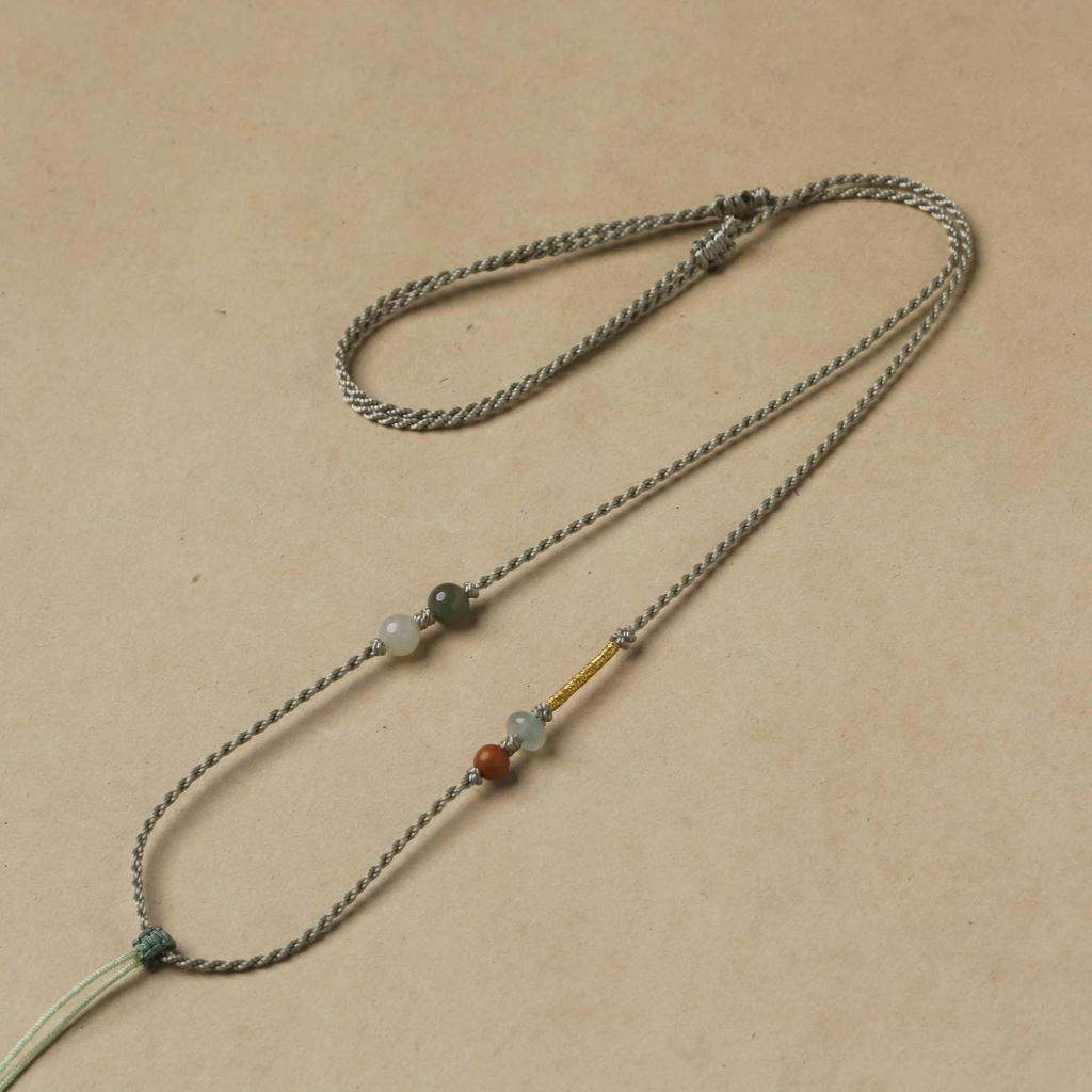 Handmade Hetian Jade Pendant Necklace Rope