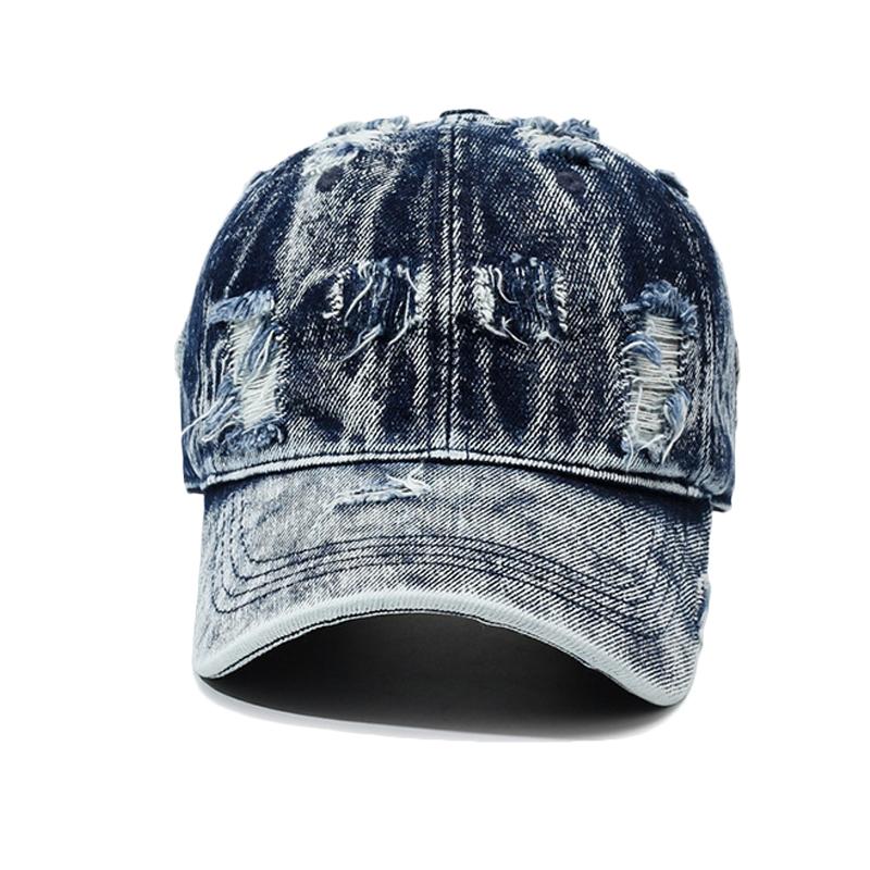 Ripped Denim Baseball Cap Unisex Sun Hat Vintage Cap