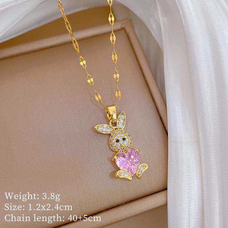 Kupfer-Mikro-Intarsien Leichter Luxus Mode Persönlichkeit Temperament Wunderschöne Voll-Diamant-Halskette Damen Vielseitige Schlüsselbein-Kette Titanstahl