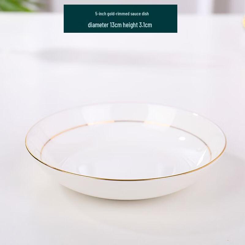 Jingdezhen Hand-Painted Gold Rim Ceramic Dinner Plates