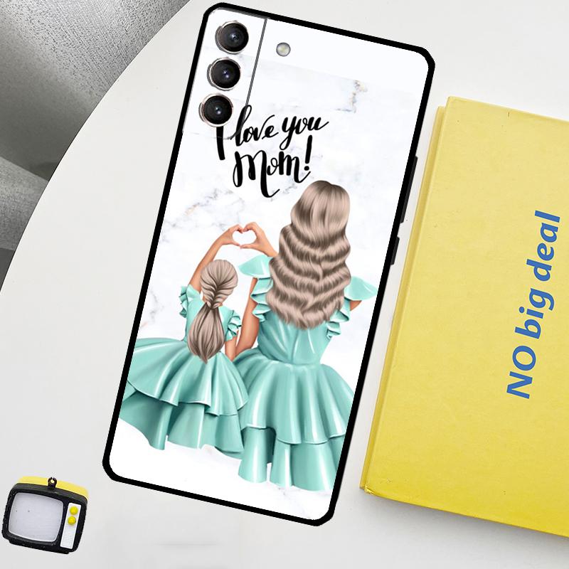 Familie Mama Mädchen Frauen Hülle Für Samsung Galaxy S23 FE S22 Ultra S20 S21 FE S8 S9 S10 Plus Note 10 20 Ultra Abdeckung